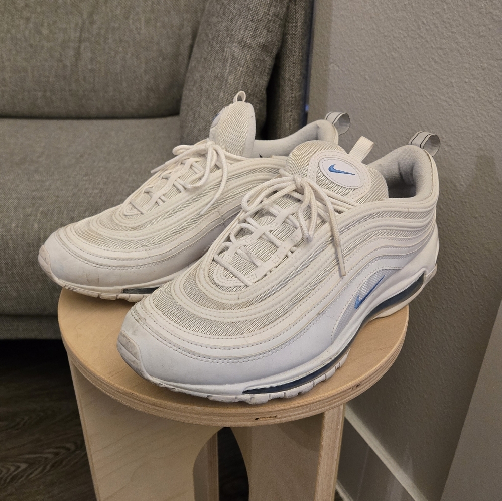 White and Blue Nike Air Max 97 Sneakers